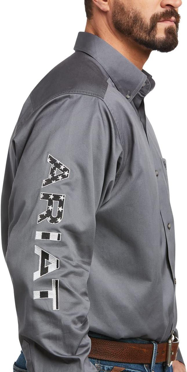 imageARIAT Male Team Logo Twill Classic Fit Shirt Sea Scape USA 3XLargeQuiet Shade