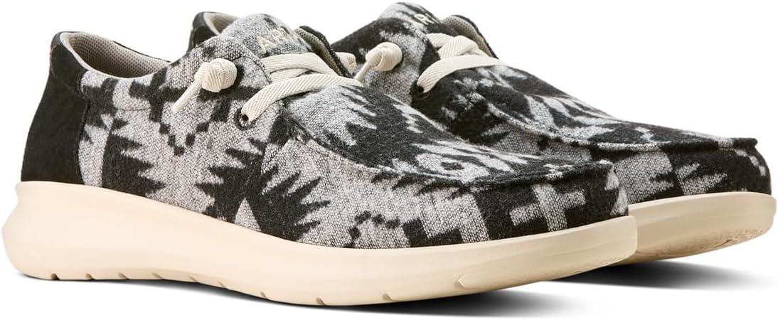 imageARIAT Mens Hilo Stretch SneakerBlack White Flannel BlanketBlack Suede