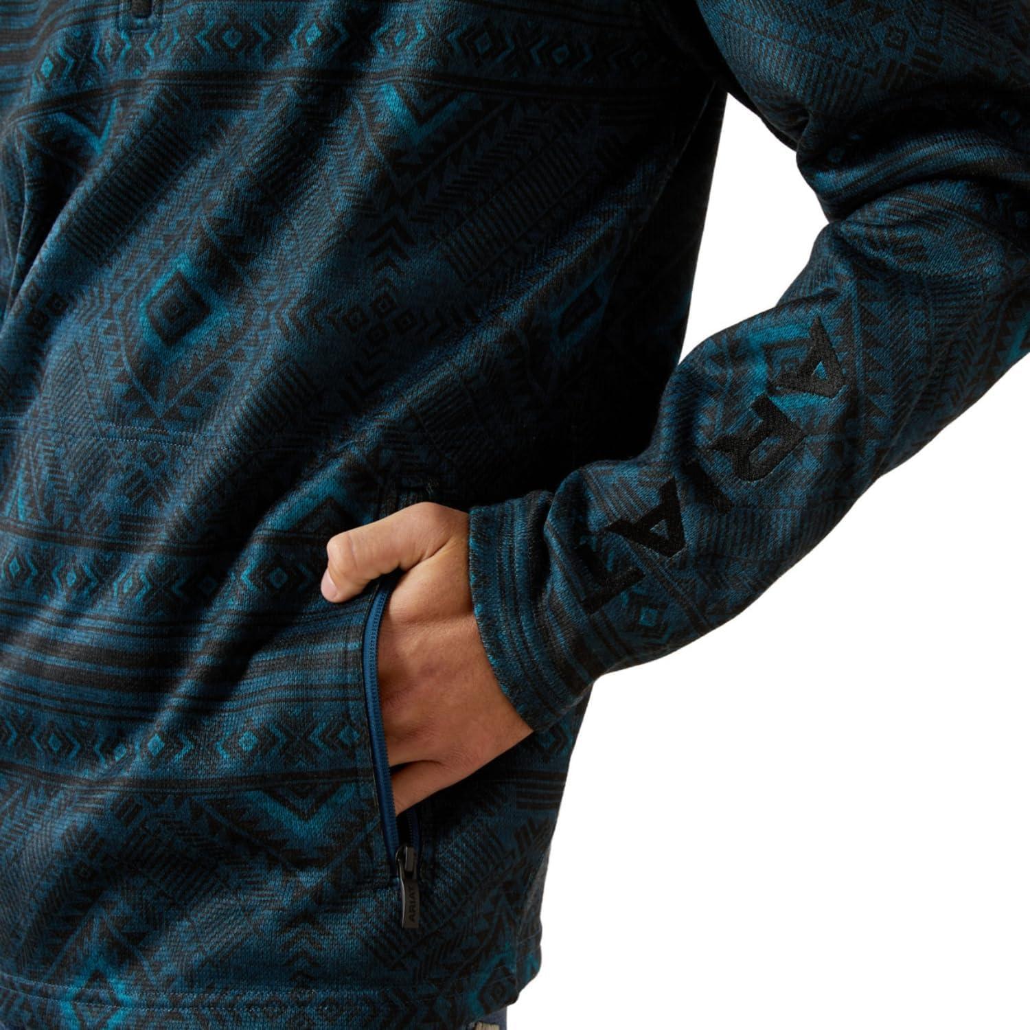 imageARIAT Mens Khaki Caldwell Reinforced Snap SweaterDark Teal Southwest