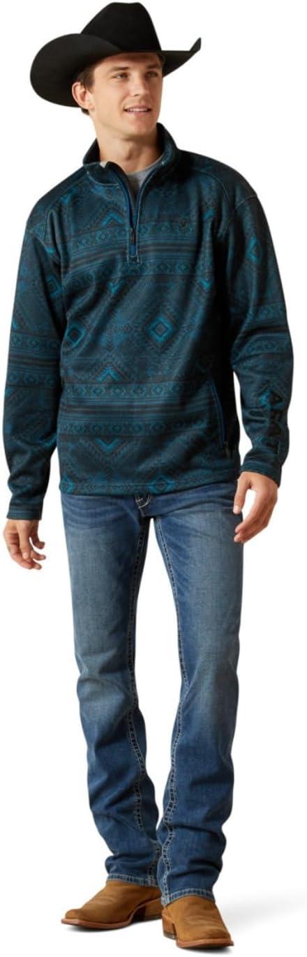 imageARIAT Mens Khaki Caldwell Reinforced Snap SweaterDark Teal Southwest