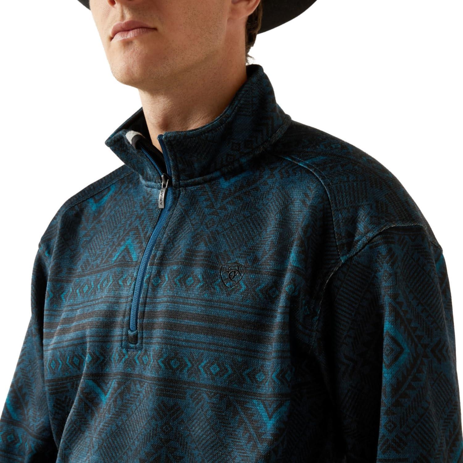 imageARIAT Mens Khaki Caldwell Reinforced Snap SweaterDark Teal Southwest