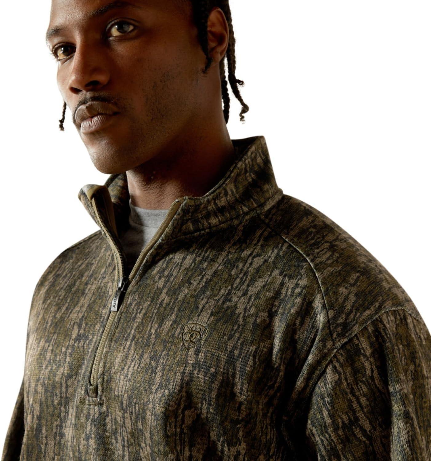 imageARIAT Mens Khaki Caldwell Reinforced Snap SweaterGreen Treebark Camo