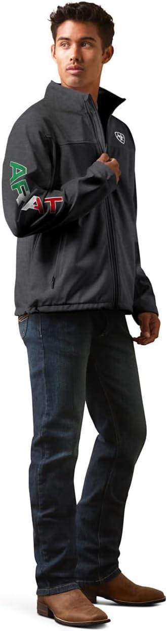 imageARIAT Mens New Team Softshell Mexico Jacket BlackCharcoal