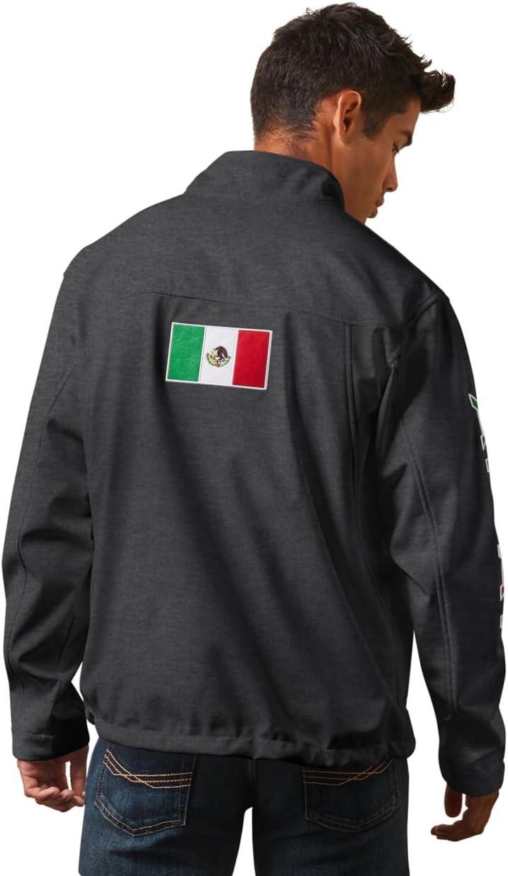 imageARIAT Mens New Team Softshell Mexico Jacket BlackCharcoal