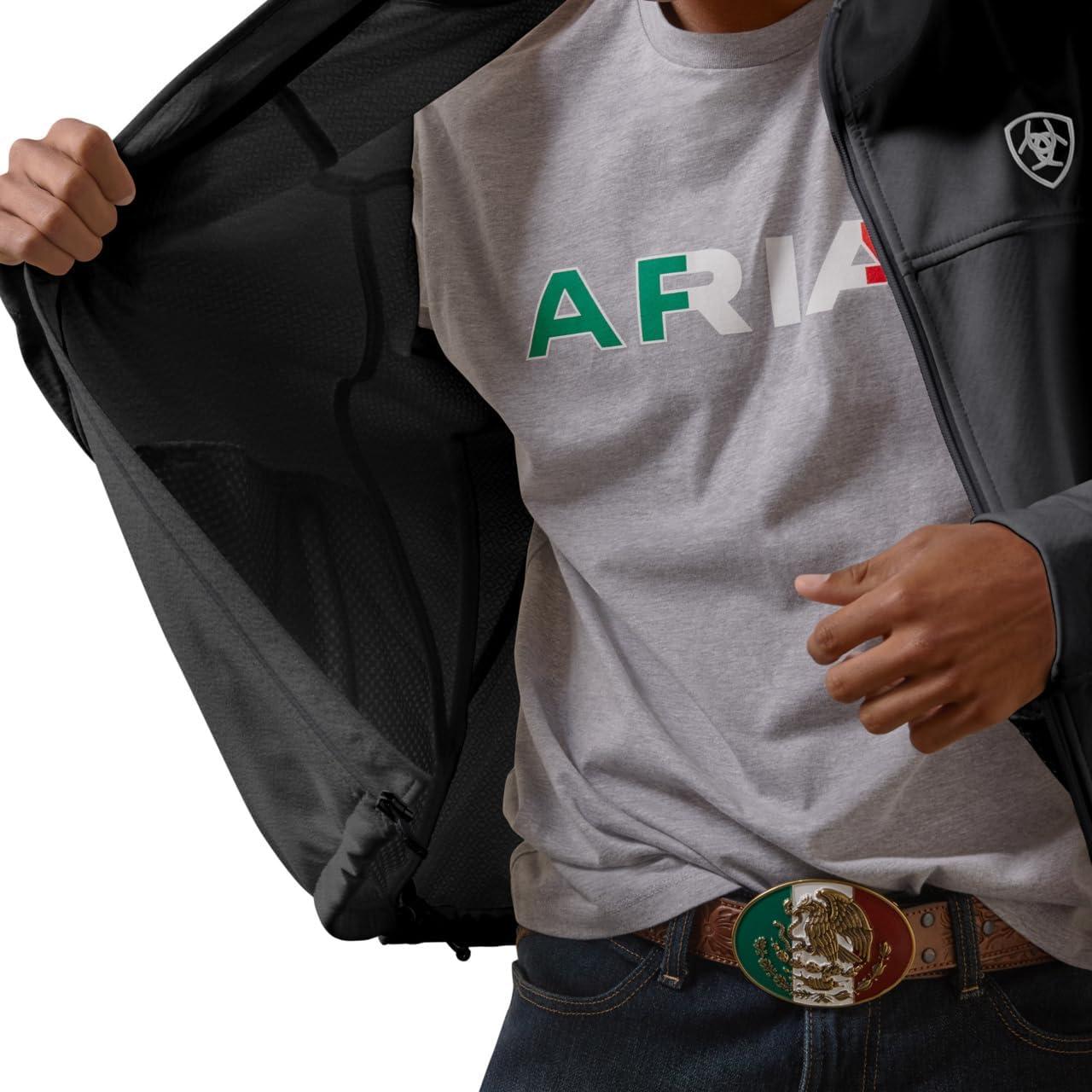 imageARIAT Mens New Team Softshell Mexico Jacket BlackCharcoal