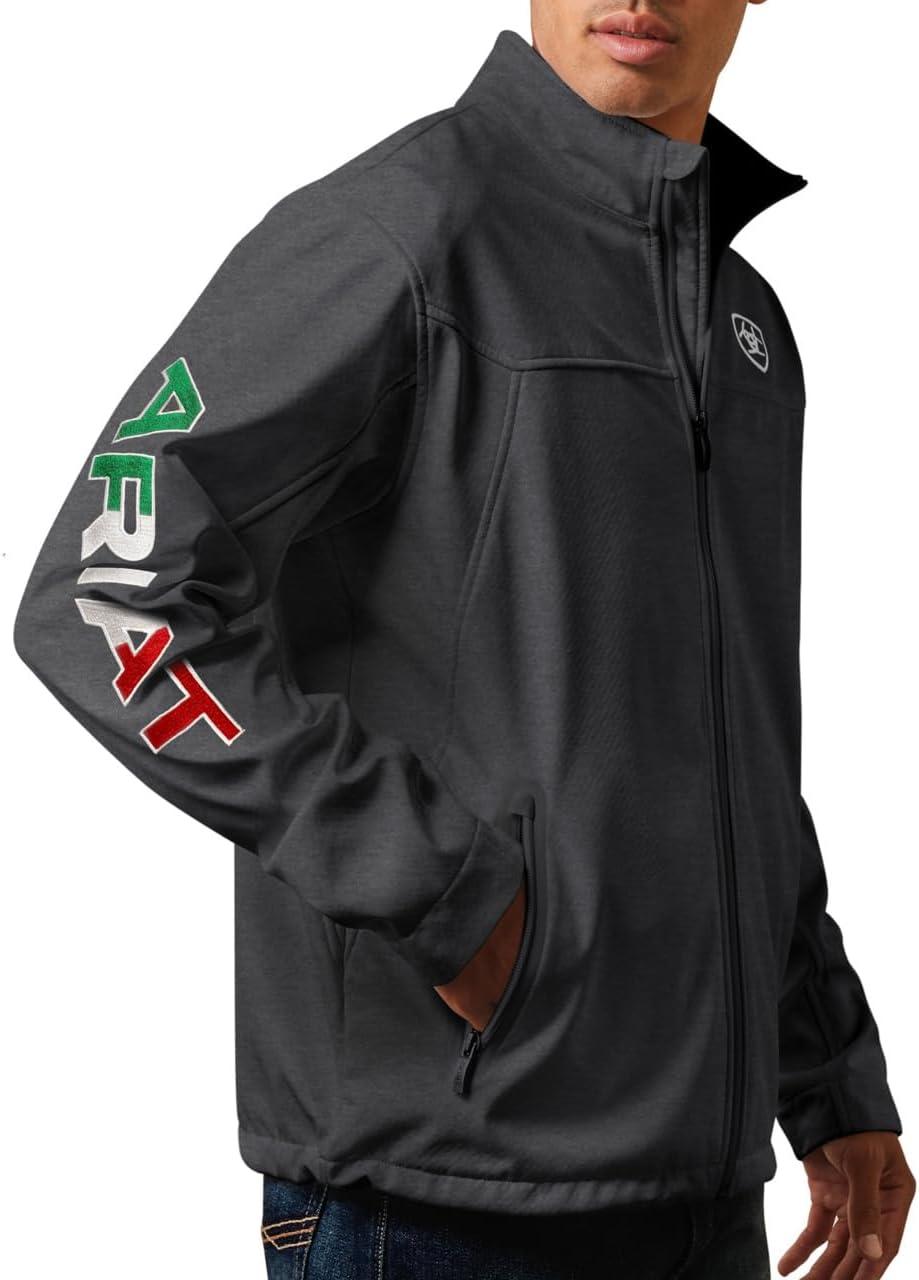imageARIAT Mens New Team Softshell Mexico Jacket BlackCharcoal
