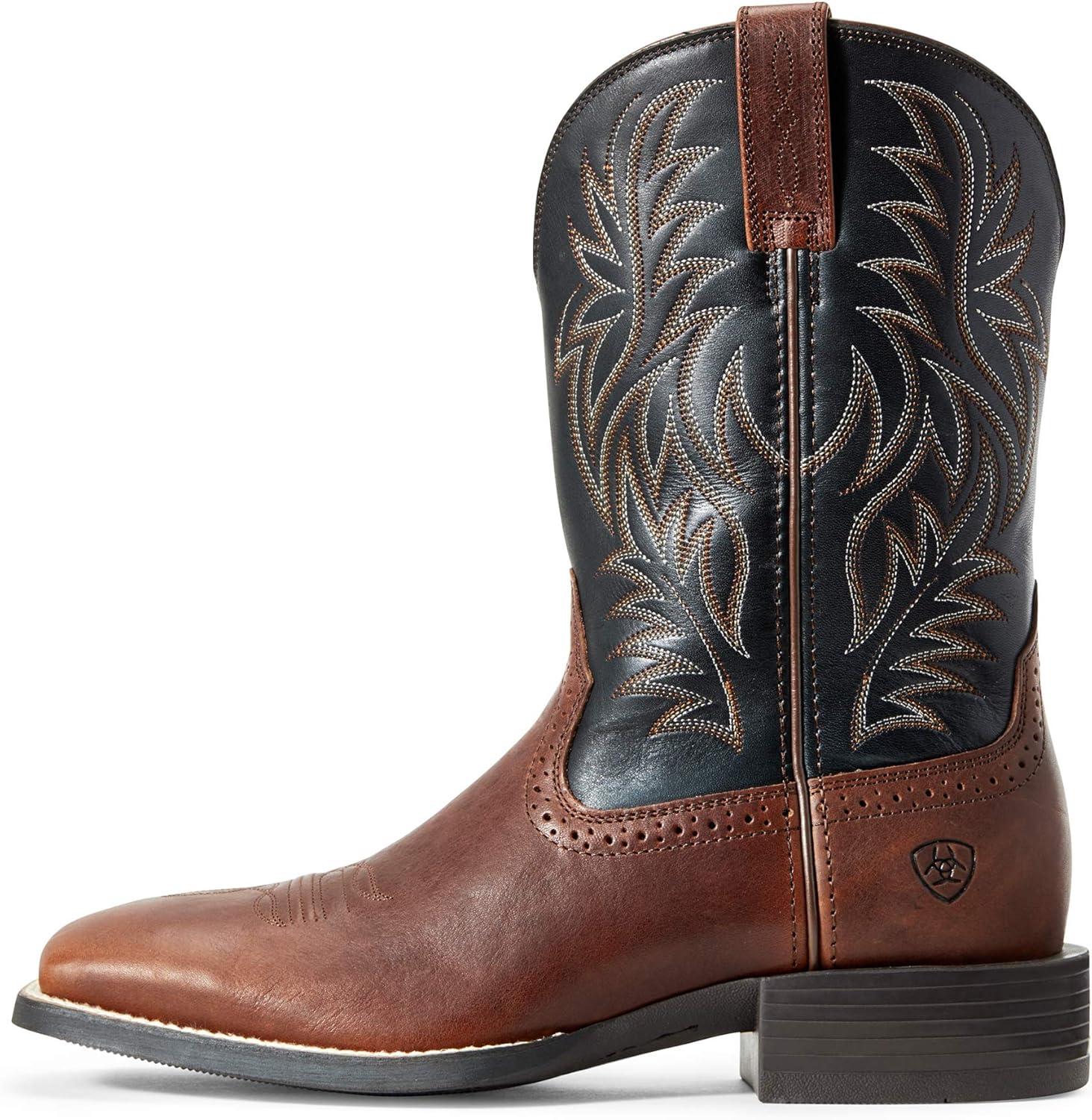 imageARIAT Sport Western Wide Square Toe Mens BootCognac CandyBlack