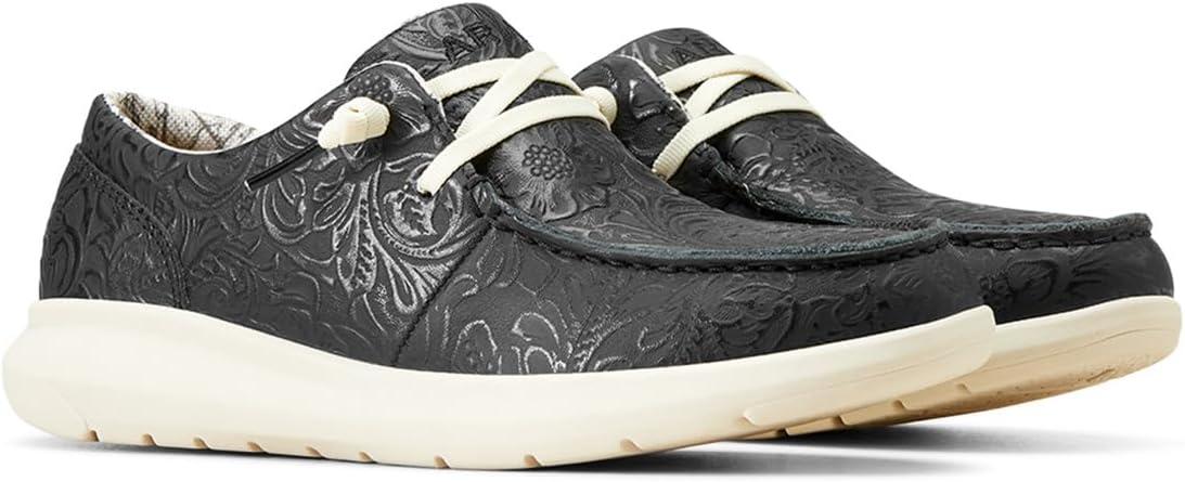 imageARIAT Unisex Youth Hilo ShoeBlack Floral Emboss