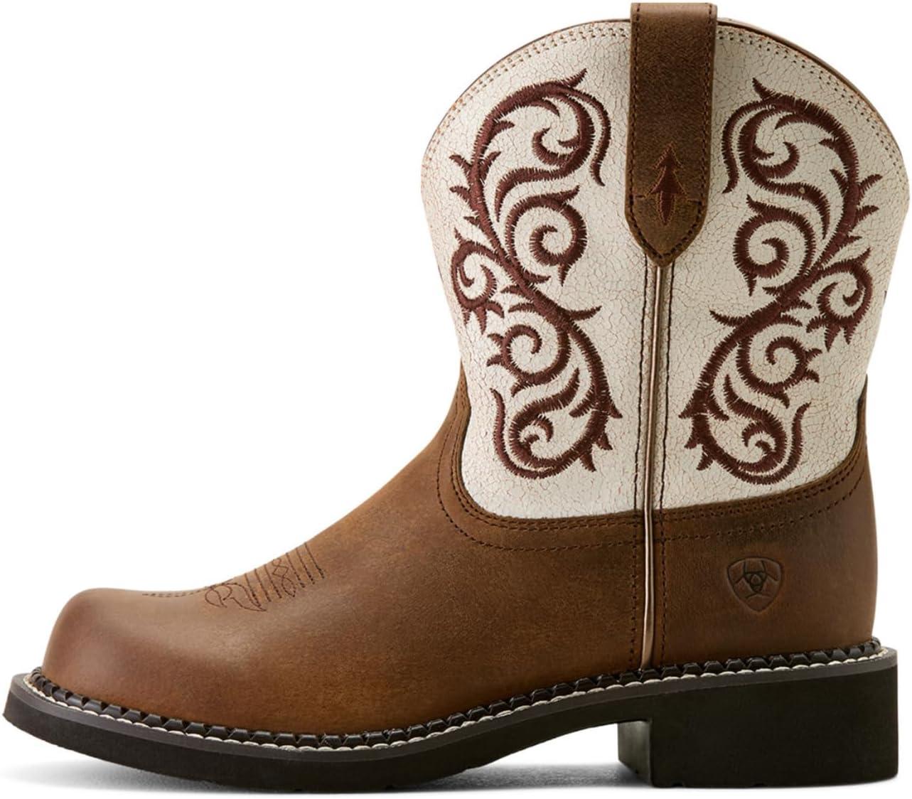 imageARIAT Womens Fatbaby Heritage Lilah Western BootChocolate ChipDistressed Ivory