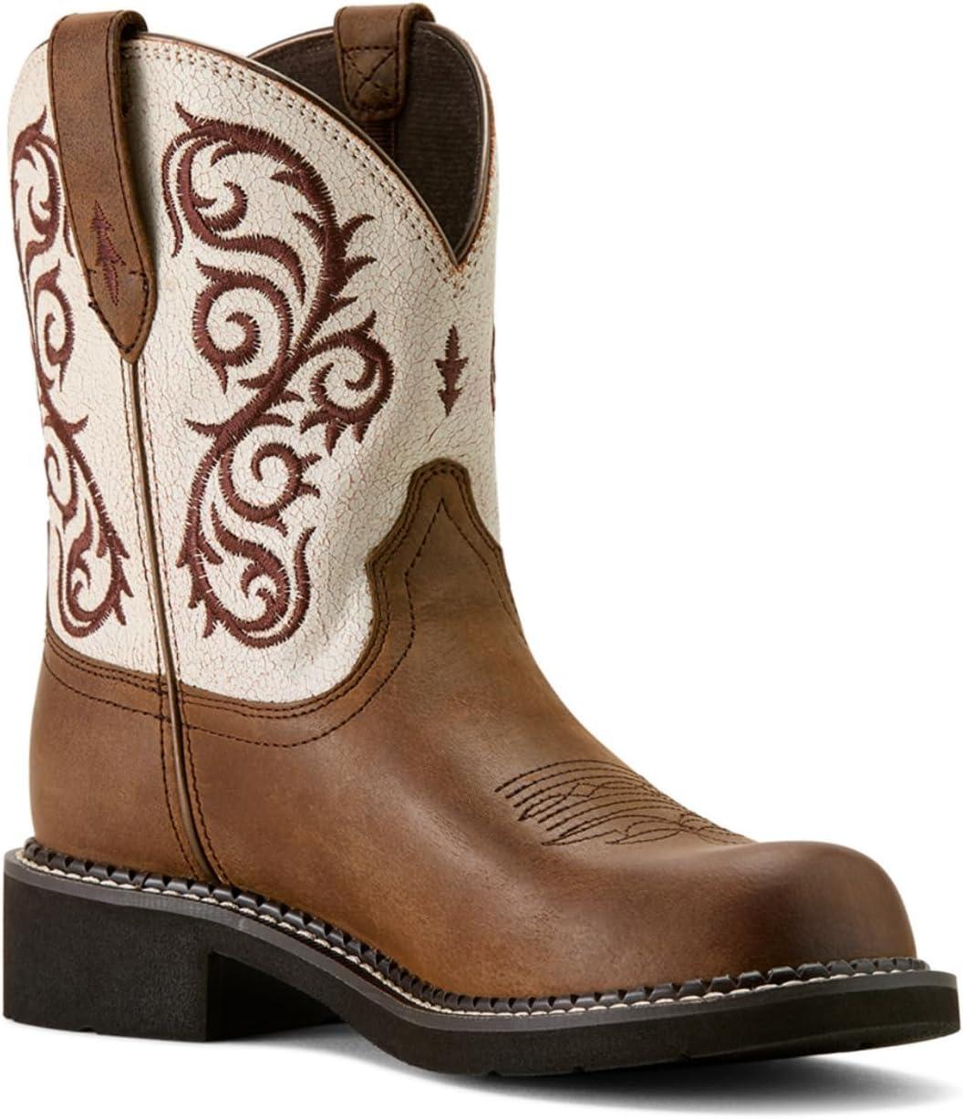 imageARIAT Womens Fatbaby Heritage Lilah Western BootChocolate ChipDistressed Ivory