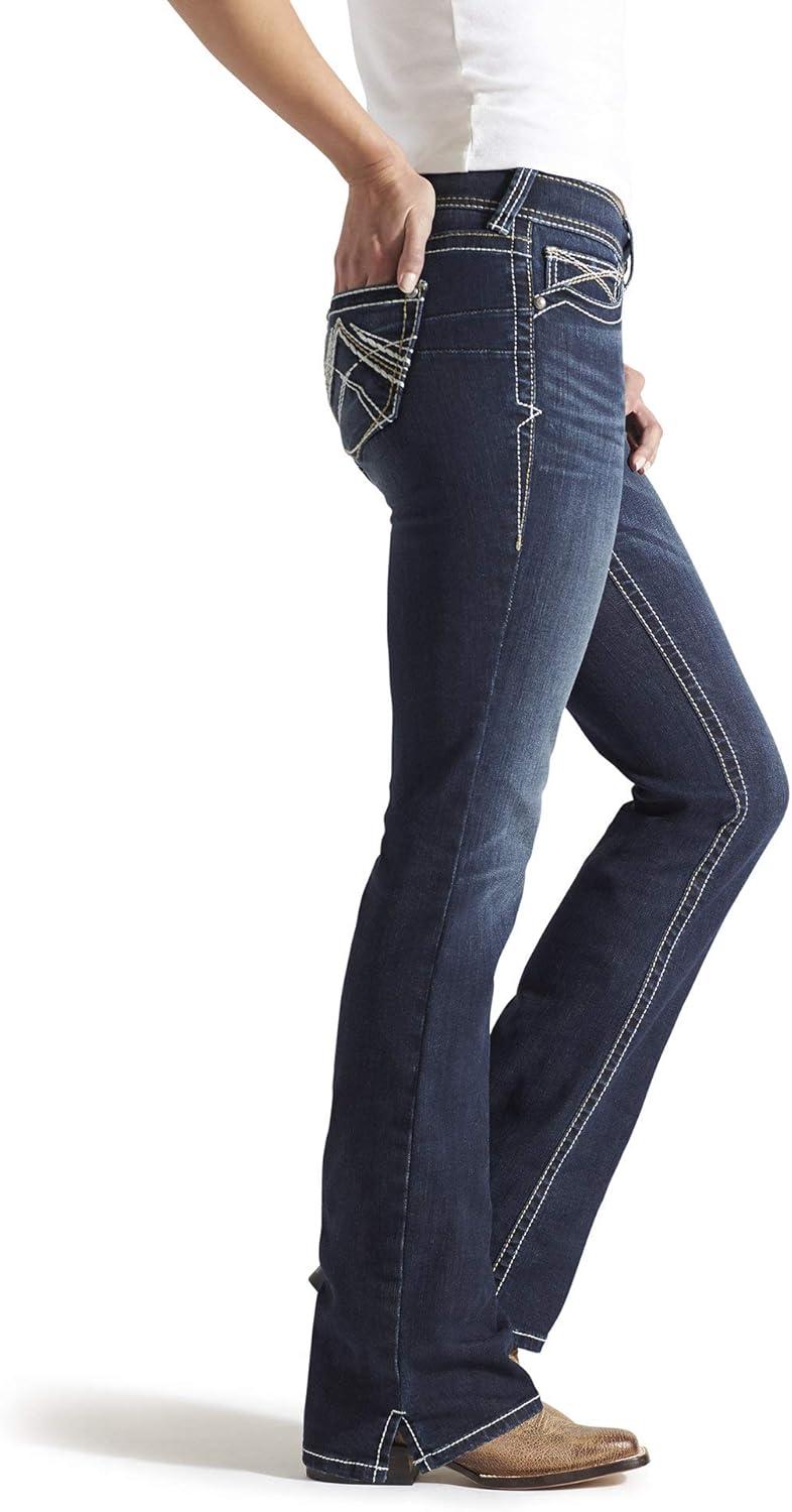 imageARIAT Womens Real Mid Rise Stretch Whipstitch Boot Cut JeanOcean