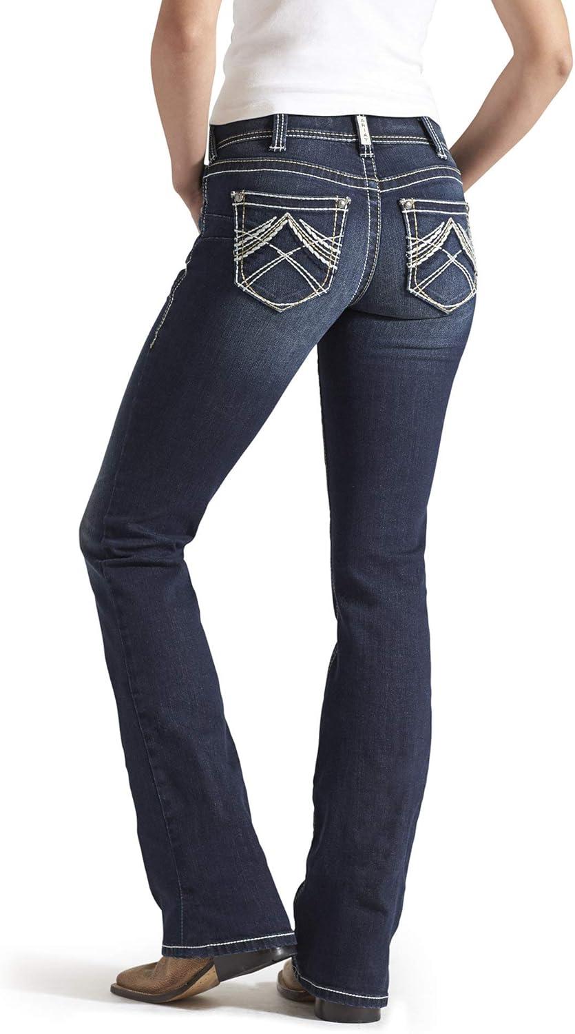 imageARIAT Womens Real Mid Rise Stretch Whipstitch Boot Cut JeanOcean