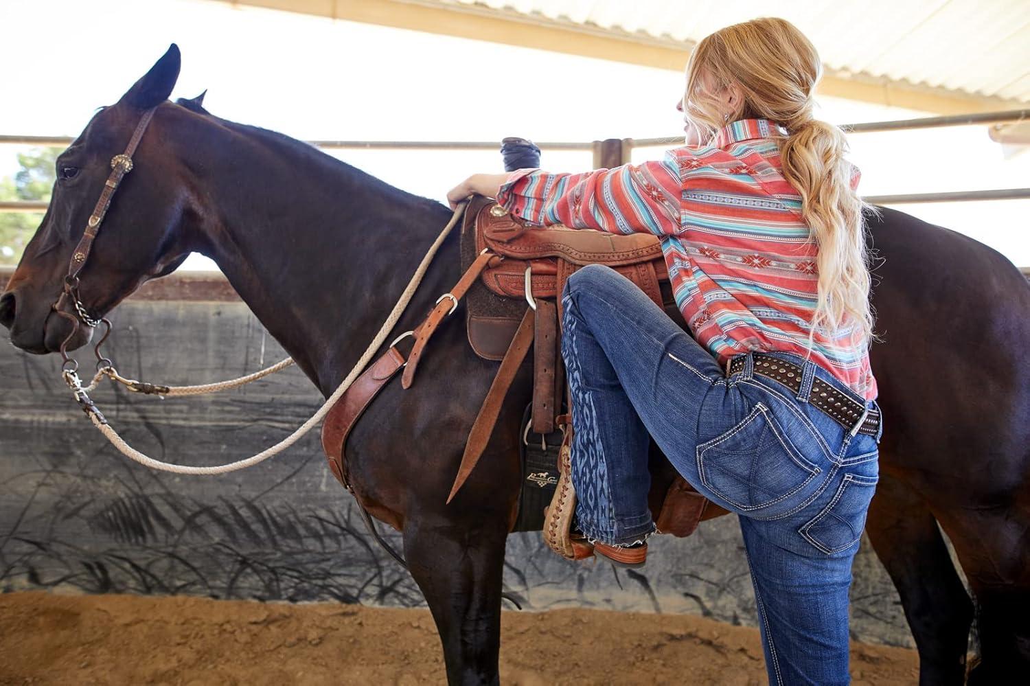 imageARIAT Womens Real Mid Rise Stretch Whipstitch Boot Cut JeanOcean