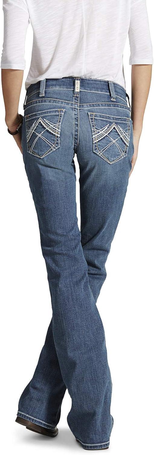 imageARIAT Womens Real Mid Rise Stretch Whipstitch Boot Cut JeanRainstorm