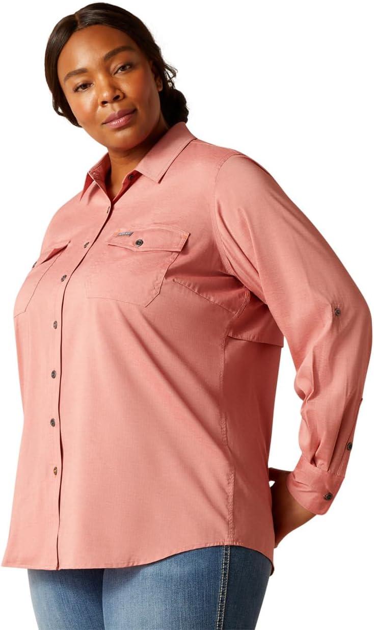 imageARIAT Womens Rebar Made Tough Durastretch Work ShirtJester Red Heather