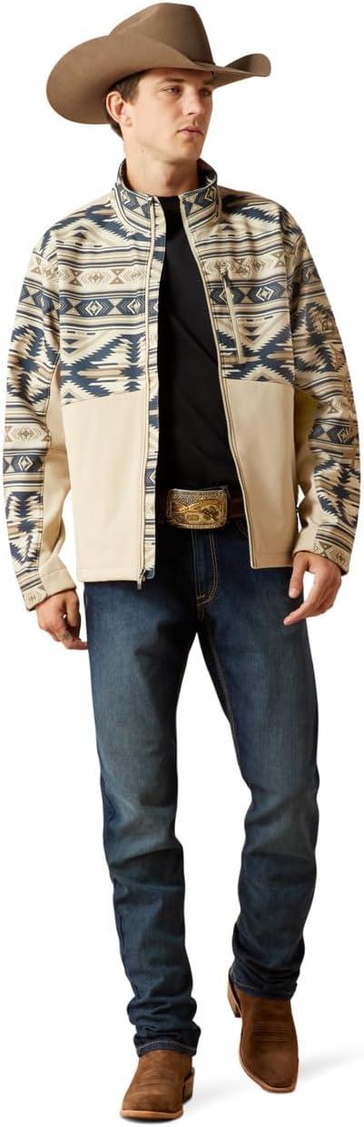 imageARIAT mens Logo Softshell JacketWhite Pepper Southwest