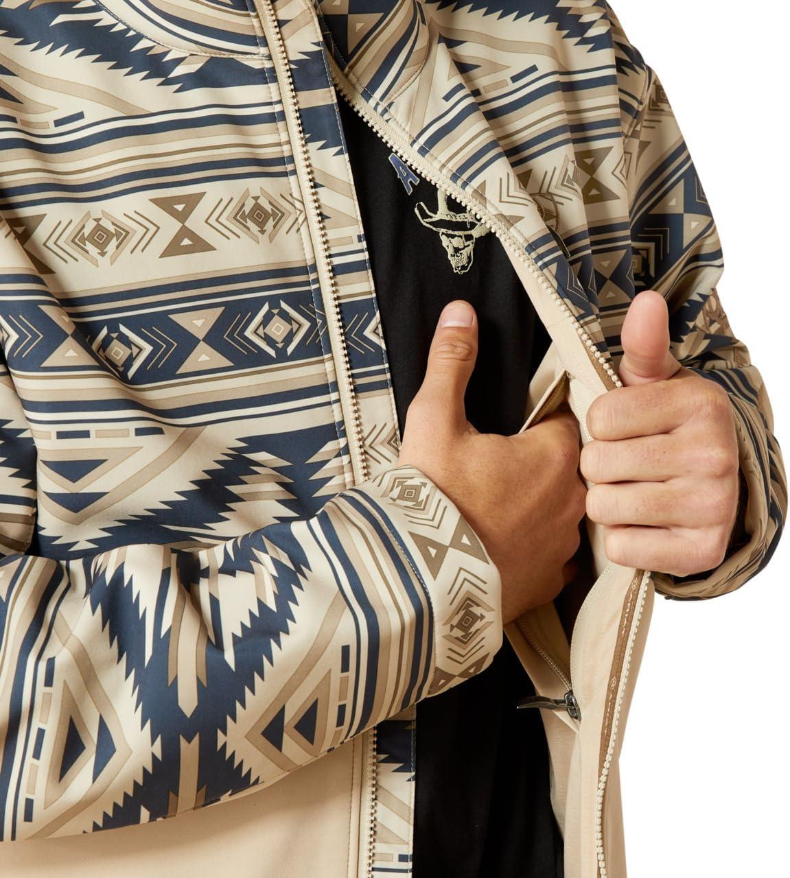 imageARIAT mens Logo Softshell JacketWhite Pepper Southwest