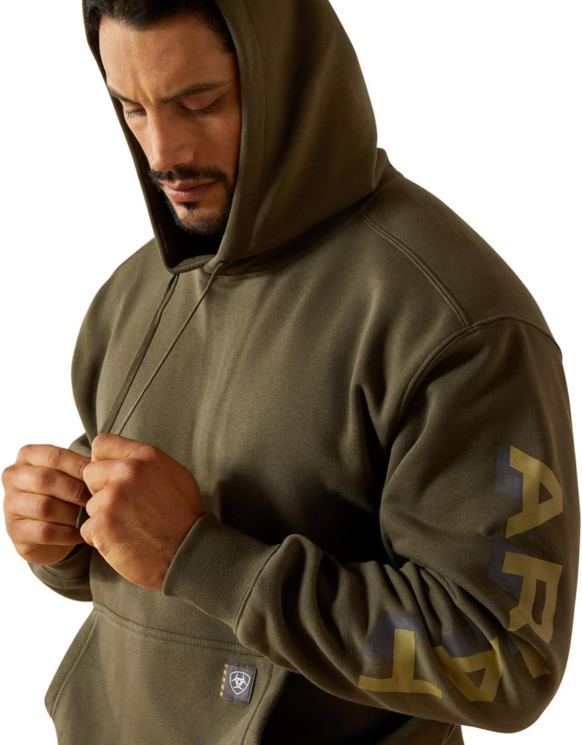 imageARIAT mens Rebar Lightweight Logo HoodieGrape Leaf