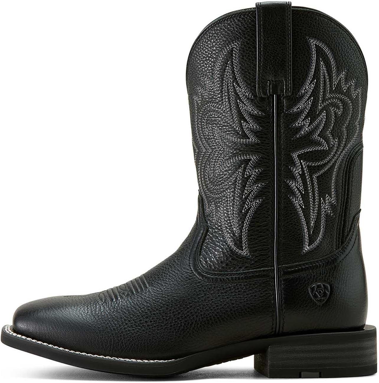 imageARIAT mens Western Big Rig Wide Square Toe Cowboy BootBlack Deertan