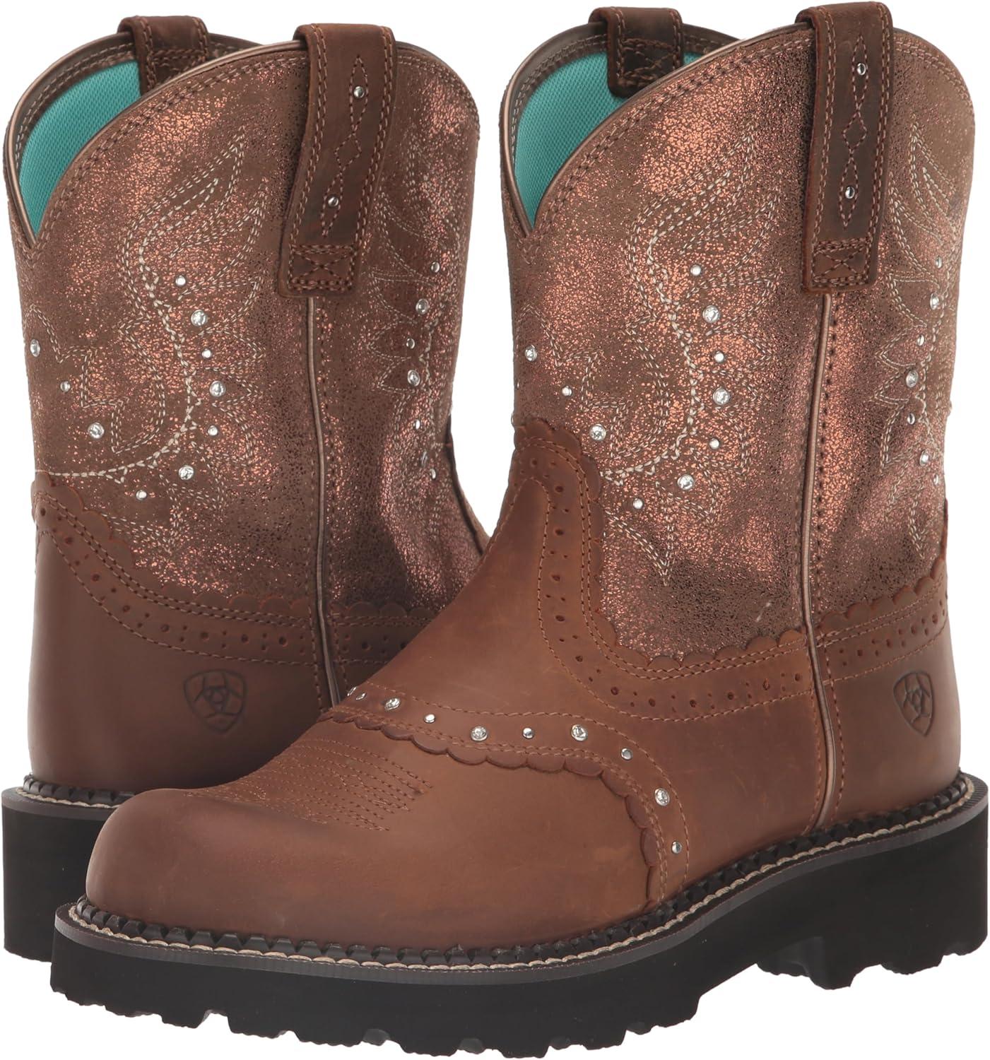imageARIAT womens Gembaby Western BootDistressed BrownCopper Metallic