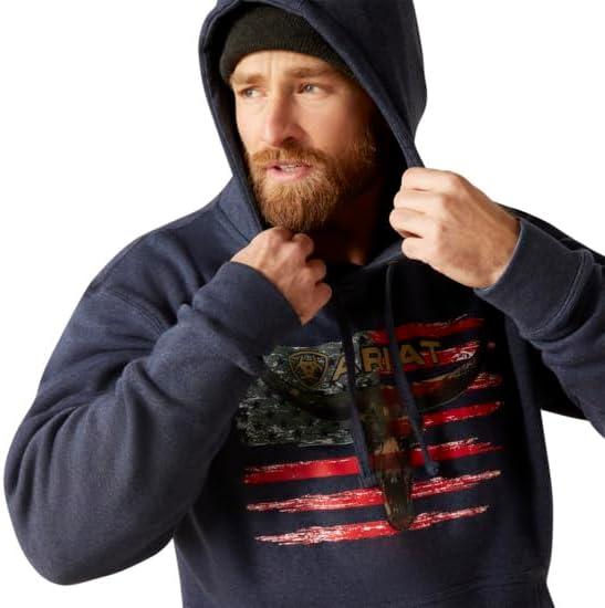 imageAriat Mens Hooded SweatshirtAmerican Steer Navy Heather