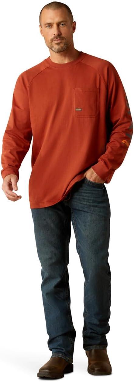 imageAriat Mens Rebar Cotton Strong Graphic TShirtBurnt HennaBaritone Blue
