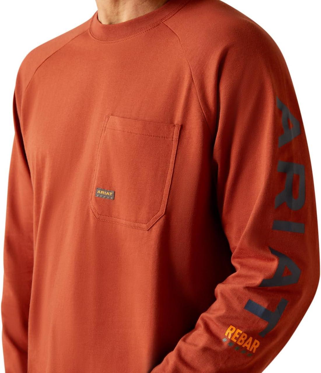 imageAriat Mens Rebar Cotton Strong Graphic TShirtBurnt HennaBaritone Blue