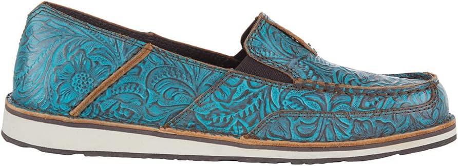 imageAriat Womens Cruiser Casual ShoeBrushed Turquoise Floral Emboss