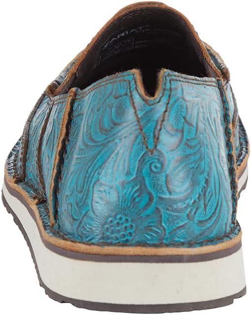imageAriat Womens Cruiser Casual ShoeBrushed Turquoise Floral Emboss