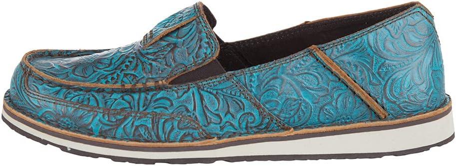 imageAriat Womens Cruiser Casual ShoeBrushed Turquoise Floral Emboss