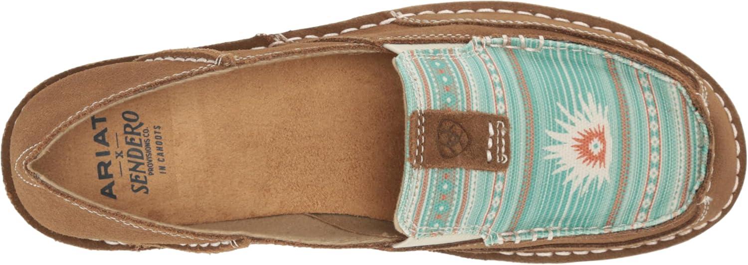 imageAriat Womens Cruiser Casual ShoeTan SuedeTurquoise Boquillas Print