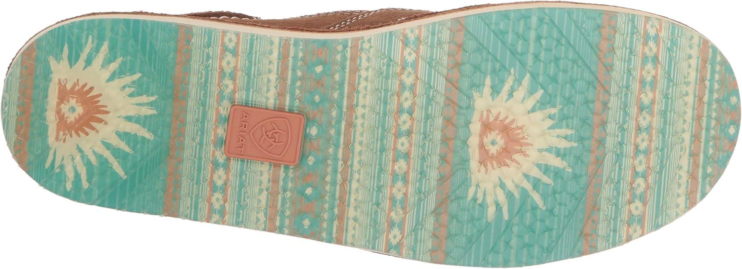 imageAriat Womens Cruiser Casual ShoeTan SuedeTurquoise Boquillas Print