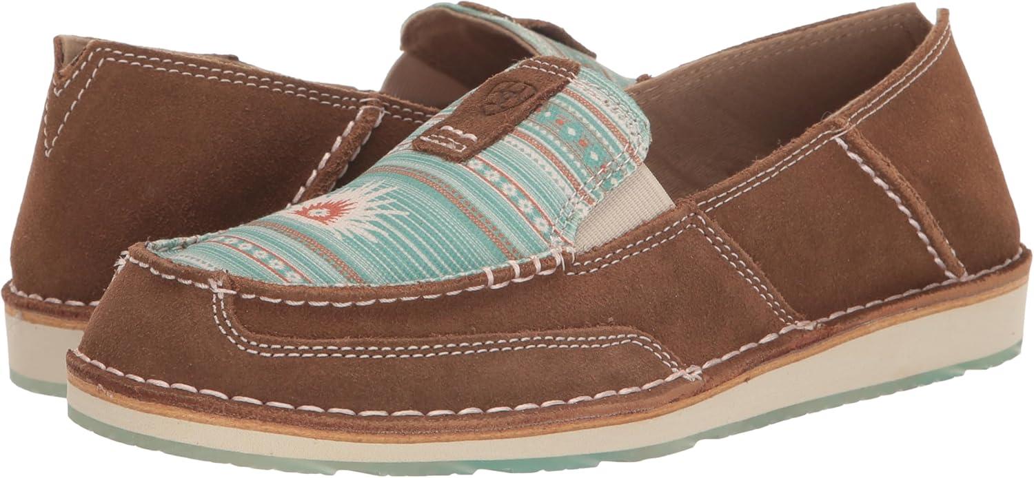 imageAriat Womens Cruiser Casual ShoeTan SuedeTurquoise Boquillas Print
