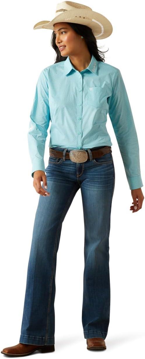 imageAriat Womens Kirby Fitted ButtonDown ShirtAruba Blue Ikat