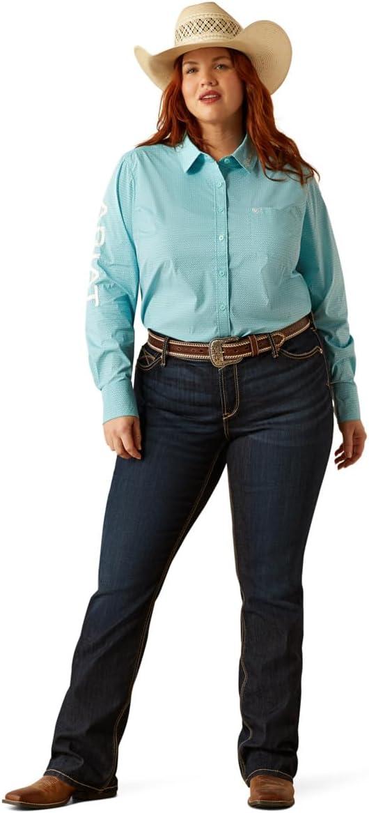 imageAriat Womens Kirby Fitted ButtonDown ShirtAruba Blue Ikat