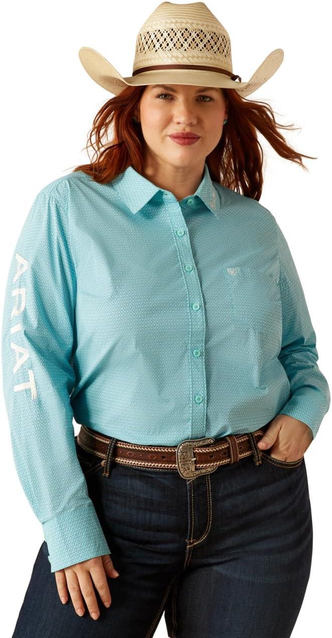 imageAriat Womens Kirby Fitted ButtonDown ShirtAruba Blue Ikat