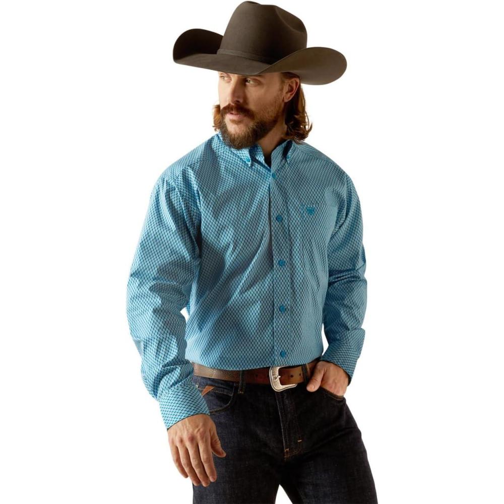 imageARIAT Male Team Logo Twill Classic Fit Shirt Sea Scape USA 3XLargeBlue