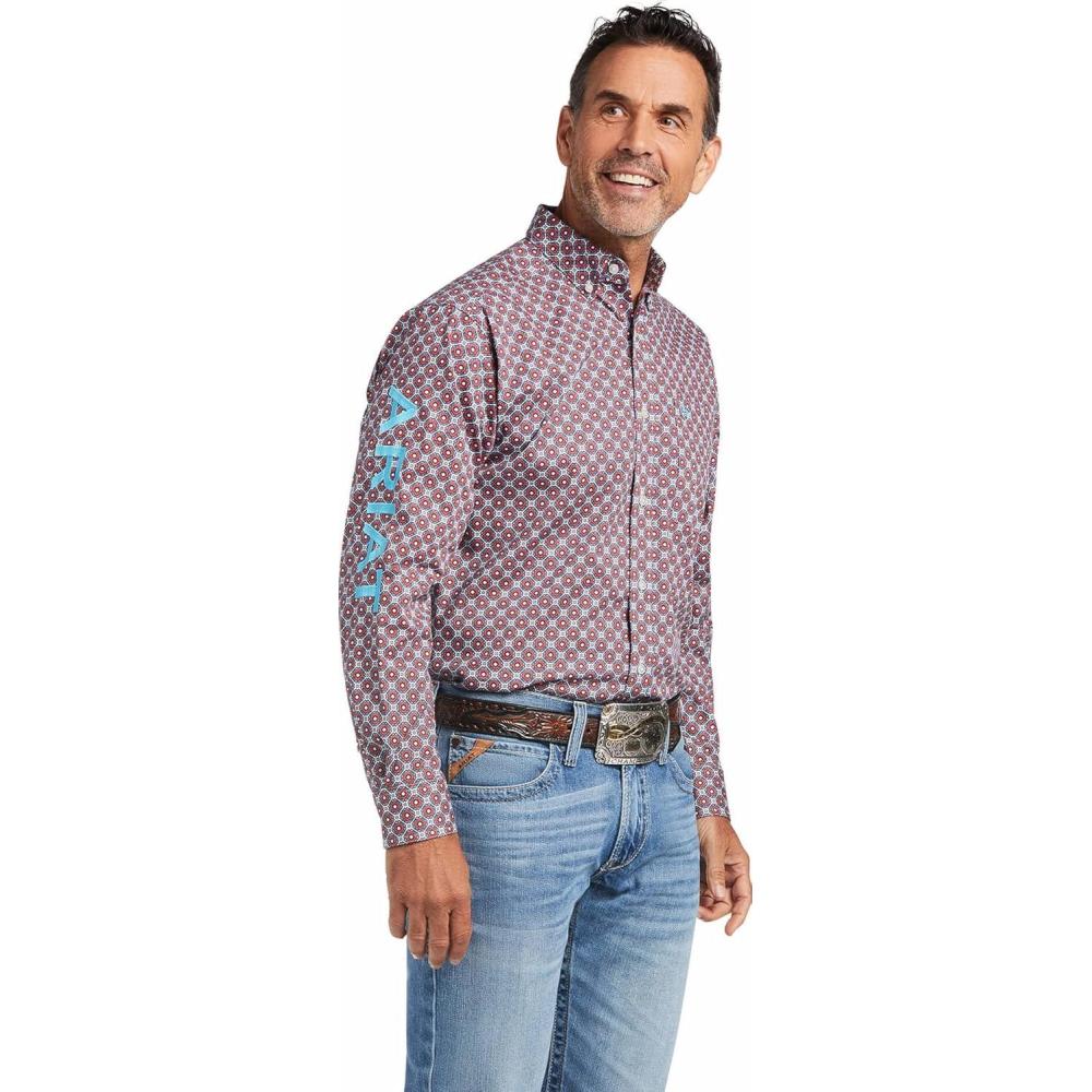 imageARIAT Male Team Logo Twill Classic Fit Shirt Sea Scape USA 3XLargePaxtonWhite