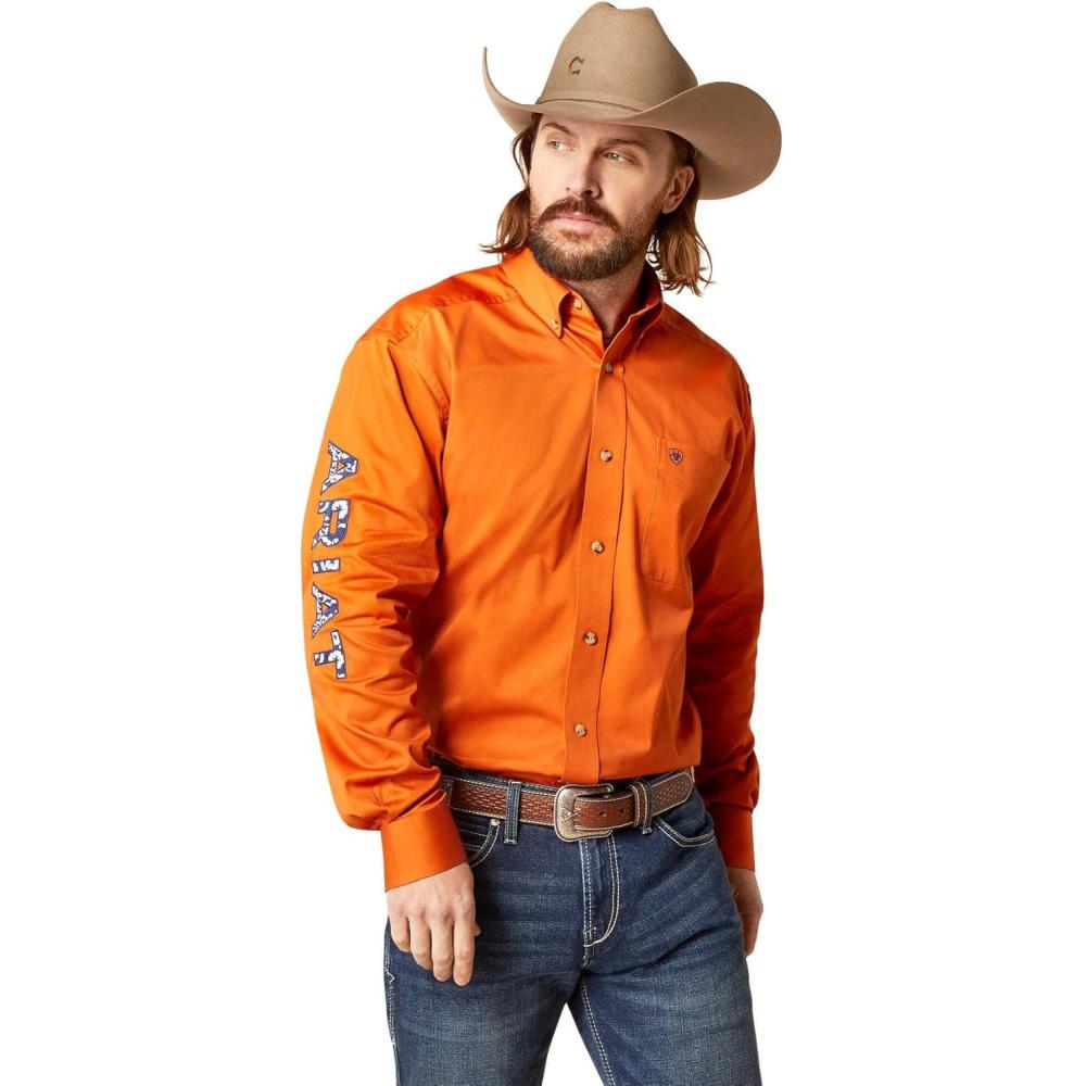 imageARIAT Male Team Logo Twill Classic Fit Shirt Sea Scape USA 3XLargeRust