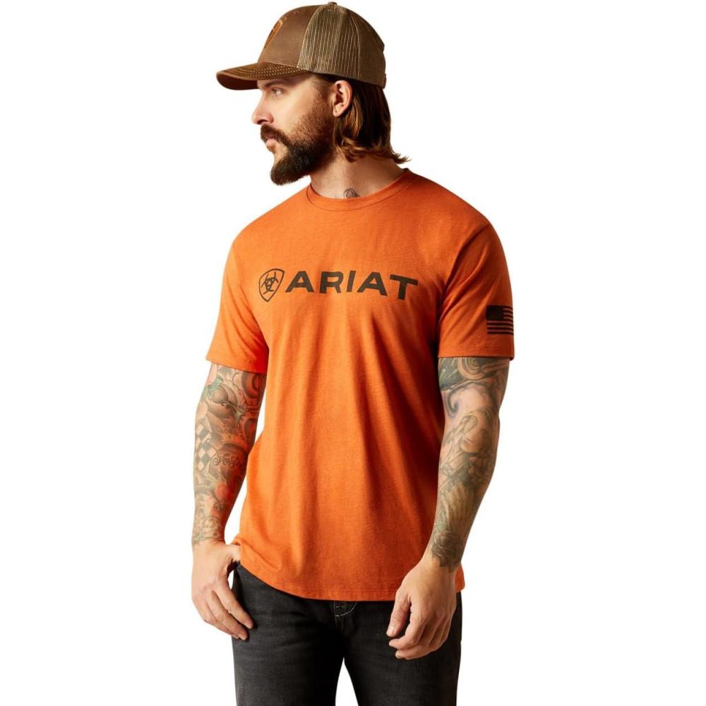 imageARIAT Mens Barb Shield TShirtAdobe Heather