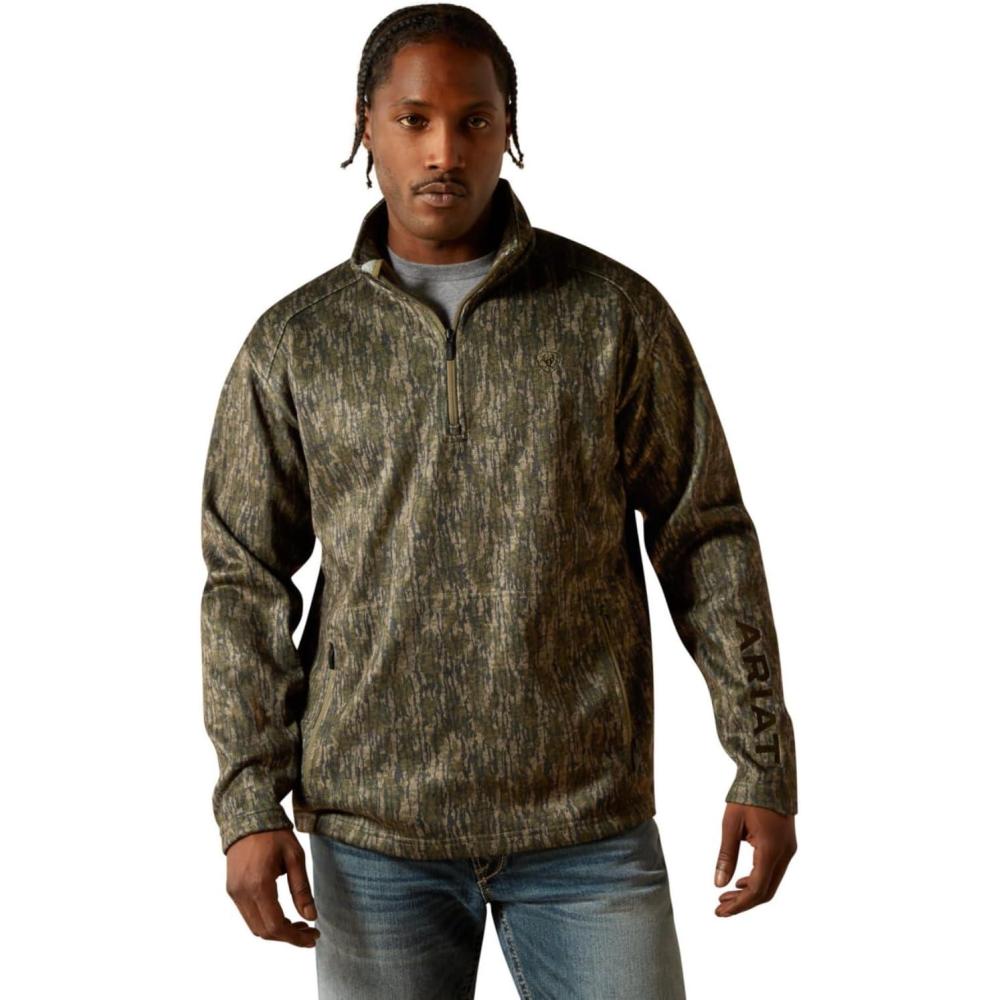 imageARIAT Mens Khaki Caldwell Reinforced Snap SweaterGreen Treebark Camo