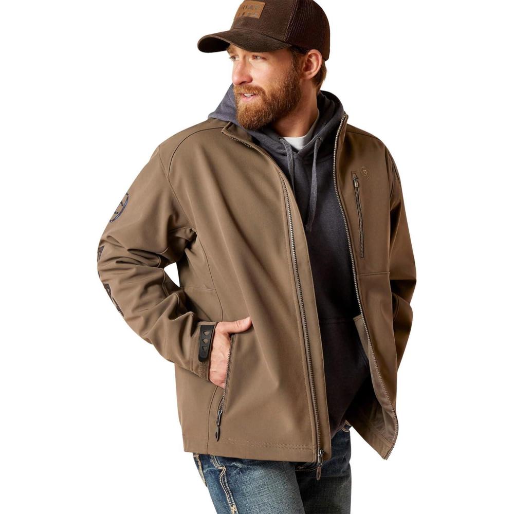 imageARIAT Mens Patriot Water Resistant Softshell Jacket CharcoalBanyan Bark