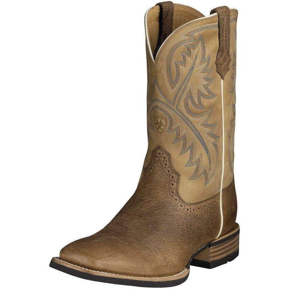 imageARIAT Mens Quickdraw Western Boot Matte Brown Smooth Quill OstrichTumbled Bark