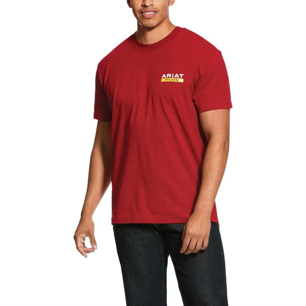 imageARIAT Mens Rebar Cotton Strong Roughneck Graphic TShirtRio Red