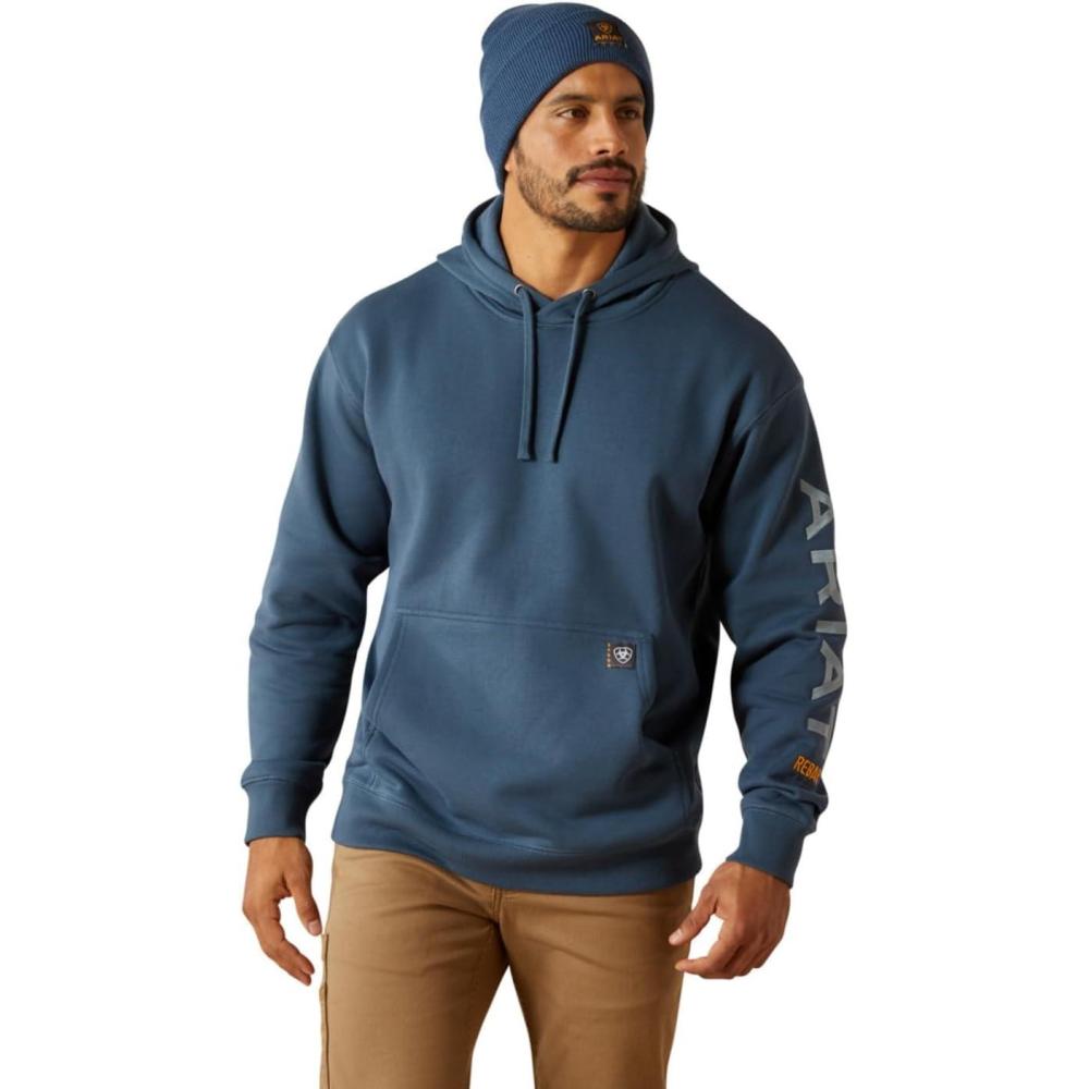 imageARIAT Mens Rebar Graphic HoodieOrion BlueDusty Blue