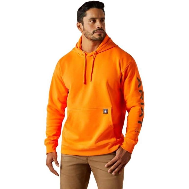 imageARIAT Mens Rebar Graphic HoodieSafety OrangeRebar Grey