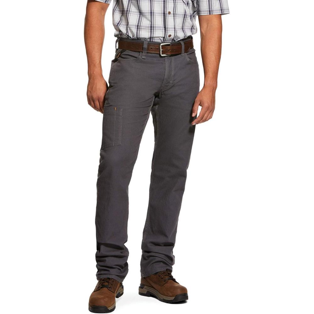 imageARIAT Mens Rebar M4 Relaxed Durastretch Made Tough Stackable Straight Leg PantRebar Gray