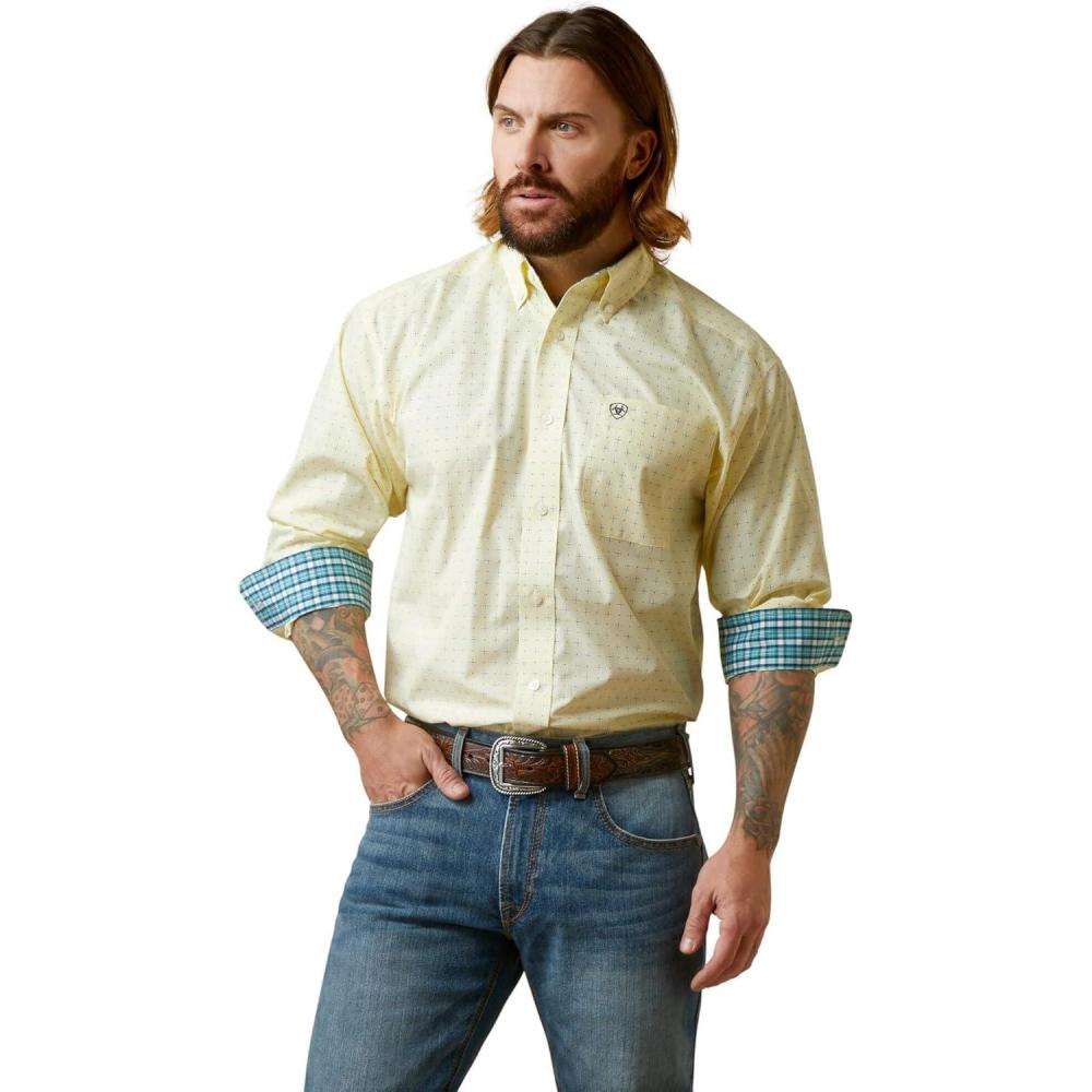 imageARIAT Mens Wrinkle Free Cade Classic Fit ShirtYellow