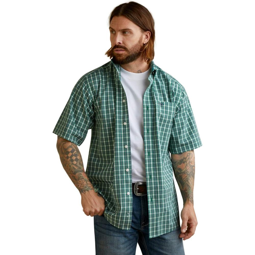 imageARIAT Mens Wrinkle Free Finan Classic Fit ShirtAqua Blue