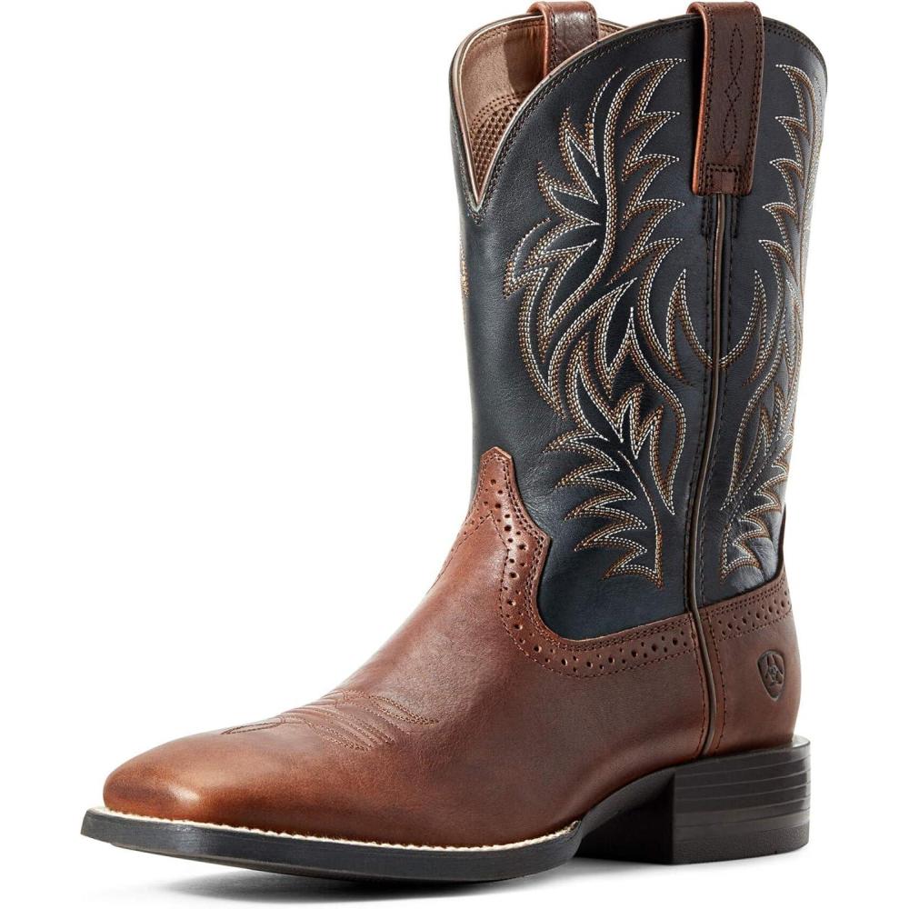 imageARIAT Sport Western Wide Square Toe Mens BootCognac CandyBlack